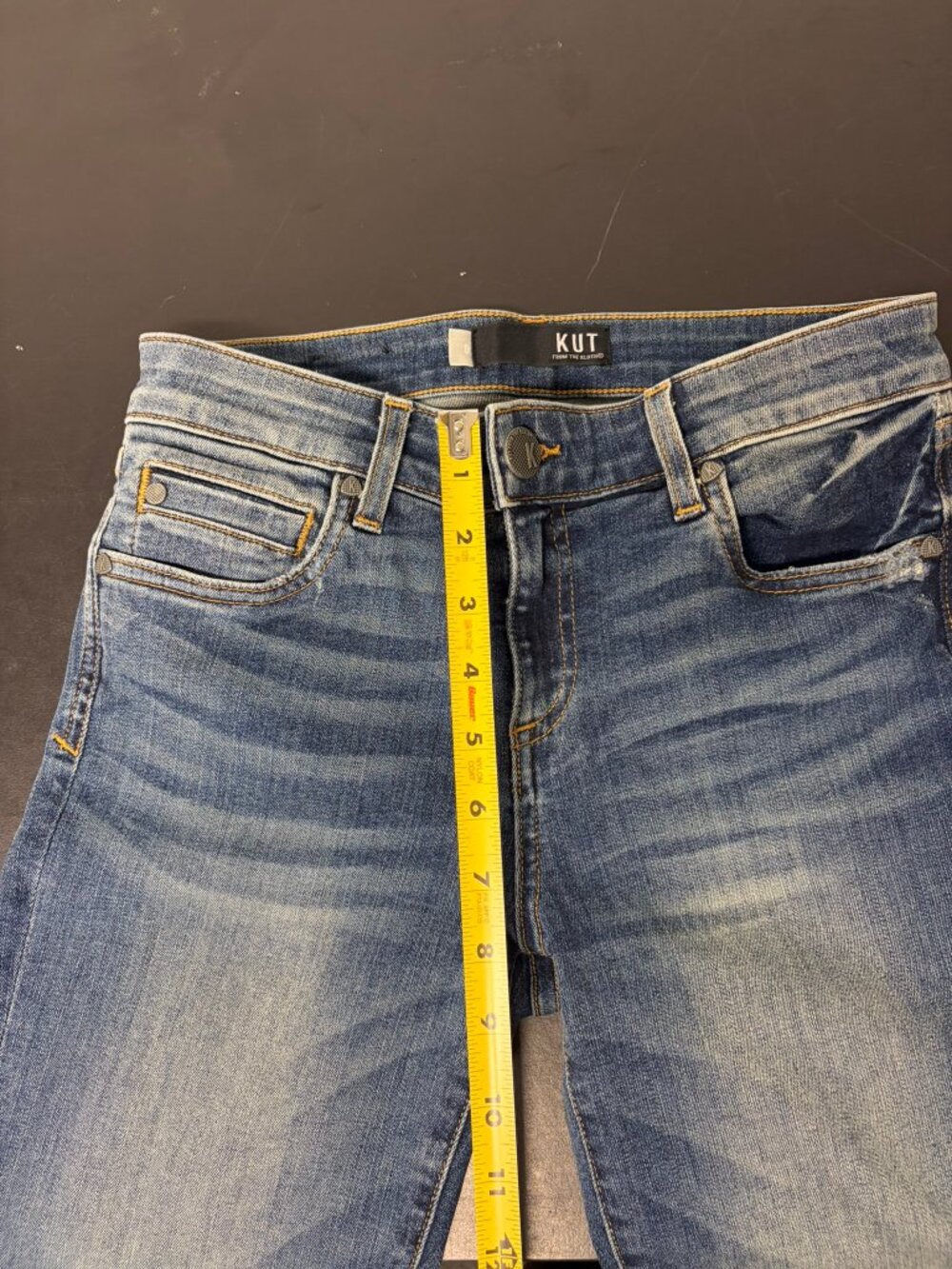Kut from the Kloth Mia Toothpick Skinny Jeans Women's 0 Distressed Mid Wash USA - Picture 9 of 10